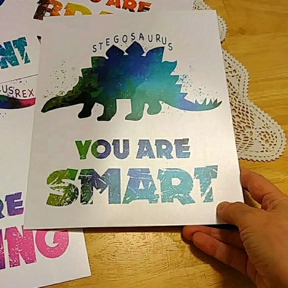 Unframed Dinosaur Prints, Dino affirmation prints for boys room - Picture 2 of 6